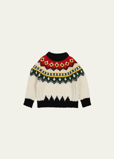 Shop Moncler Girl's Grenoble Wool Sweater In White