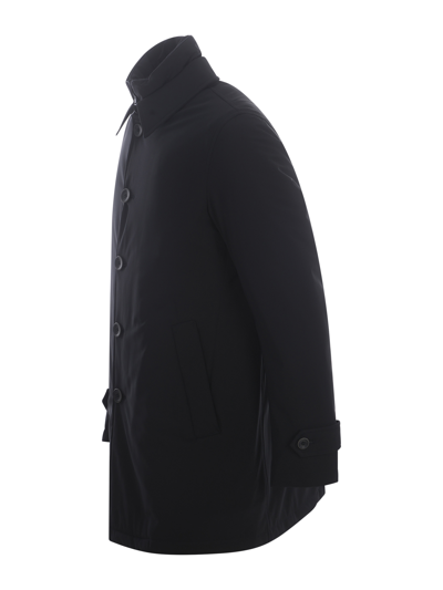 Herno Single-breasted Padded Jacket In Blu Scuro