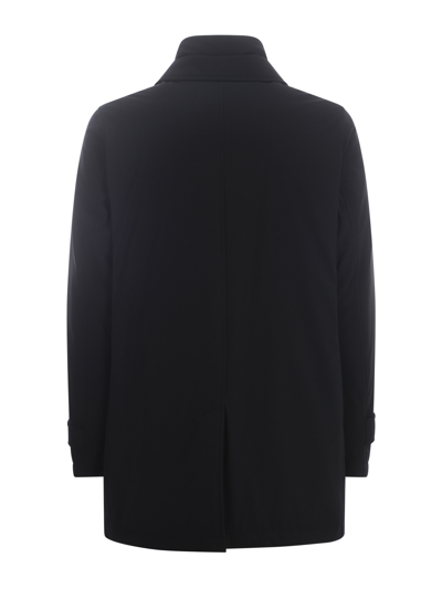 Herno Single-breasted Padded Jacket In Blu Scuro