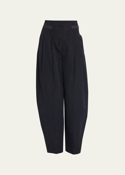 Shop Ulla Johnson Alda Cotton Linen-blend Barrel Pants In Noir