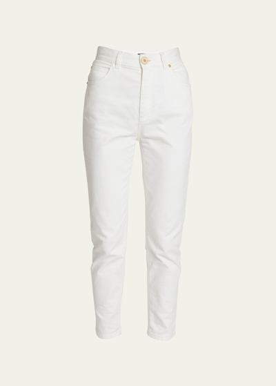 Shop Balmain Denim Slim Leg Pants In White