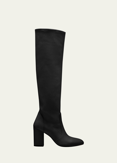 Shop Stuart Weitzman Yuliana Leather Knee Boots In Black