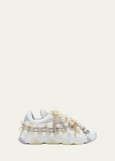 Shop Junya Watanabe X Ash Pearl Chain Leather Runner Sneakers In White