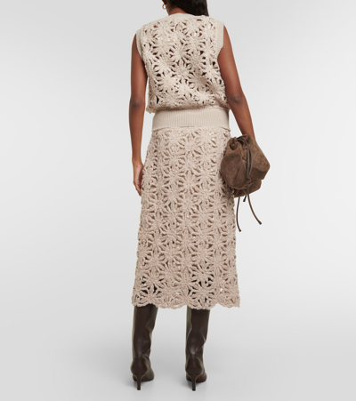 Brunello Cucinelli Sequined Wool-blend Sweater Vest In Neutrals