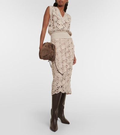 Brunello Cucinelli Sequined Wool-blend Sweater Vest In Neutrals