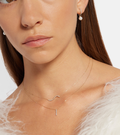 Mateo 14kt Gold La Barre Necklace With Diamonds In Gold