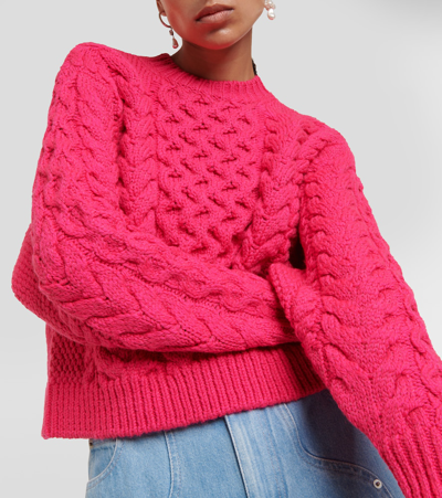 Shop Marant Etoile Jake Cable-knit Wool-blend Sweater In Pink