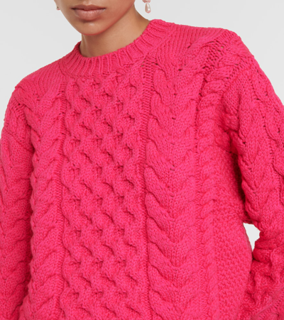 Shop Marant Etoile Jake Cable-knit Wool-blend Sweater In Pink