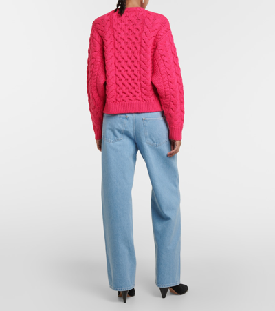 Shop Marant Etoile Jake Cable-knit Wool-blend Sweater In Pink