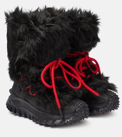 Shop Moncler Trailgrip Après Faux Fur-trimmed Snow Boots In Black