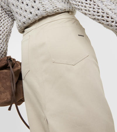 Brunello Cucinelli Denim Midi Skirt In Beige