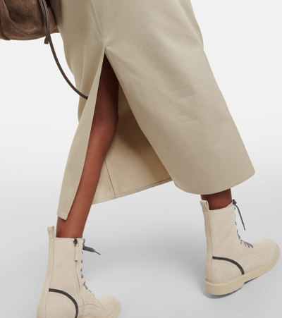 Brunello Cucinelli Denim Midi Skirt In Beige