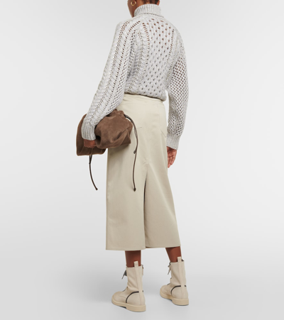 Brunello Cucinelli Denim Midi Skirt In Beige