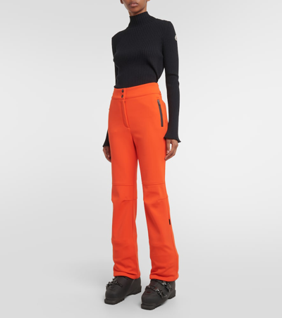 Yves Salomon Soft Shell Flared Ski Pants In Orange