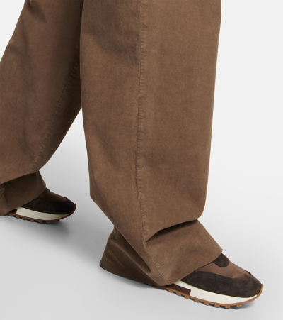 The Row Owen Suede-trimmed Nylon Runner Sneakers In Brown