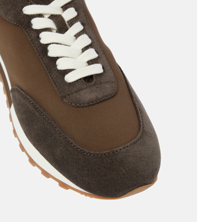 Shop The Row Owen Runner Suede-trimmed Sneakers In Brown