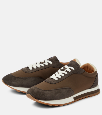 The Row Owen Suede-trimmed Nylon Runner Sneakers In Brown