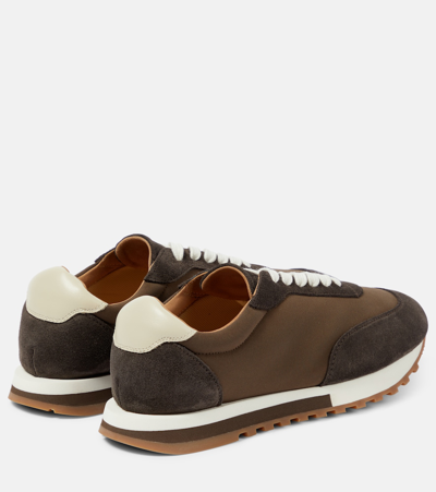 Shop The Row Owen Runner Suede-trimmed Sneakers In Brown