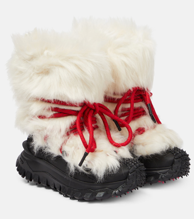 Shop Moncler Trailgrip Après Faux Fur-trimmed Snow Boots In White