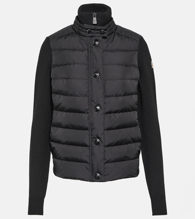 Shop Moncler Wool-blend Cardigan In Black