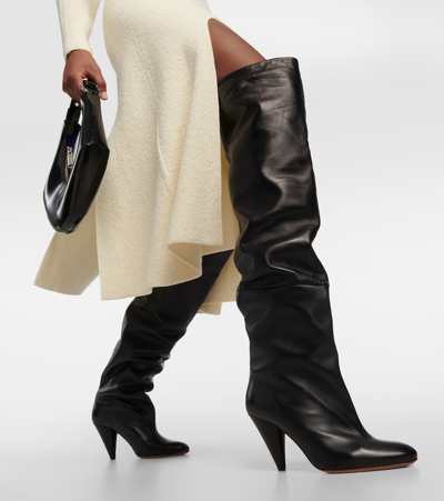Shop Proenza Schouler Cone Leather Over-the-knee Boots In Black