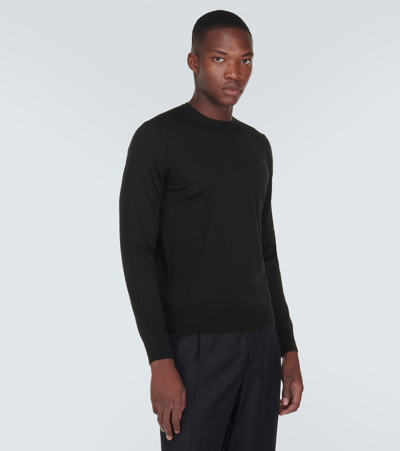 Shop Giorgio Armani Virgin Wool Sweater In Black