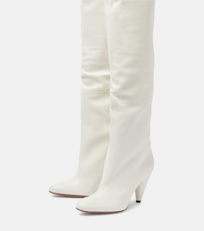 Shop Proenza Schouler Cone Leather Over-the-knee Boots In White