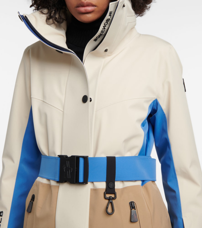 Moncler Hainet Belted Colorblock Snow Jacket In Multicoloured