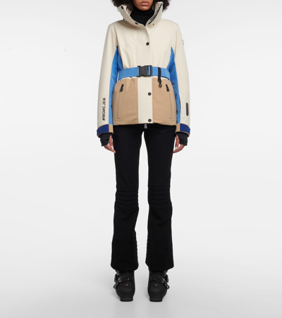 Moncler Hainet Belted Colorblock Snow Jacket In Multicoloured