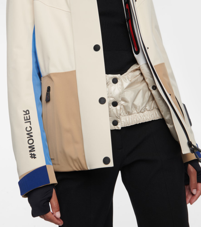 Moncler Hainet Belted Colorblock Snow Jacket In Multicoloured