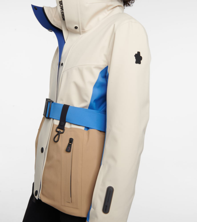Moncler Hainet Belted Colorblock Snow Jacket In Multicoloured