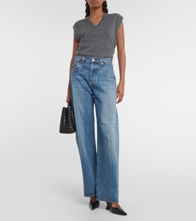 Shop Citizens Of Humanity Ayla Cuffed Wide-leg Jeans In Blue