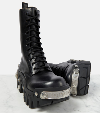 Balenciaga Bulldozer Leather Lace-up Platform Boots In Black