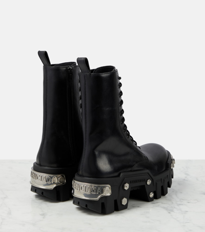 Balenciaga Bulldozer Leather Lace-up Platform Boots In Black