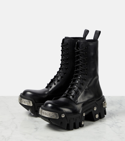 Balenciaga Bulldozer Leather Lace-up Platform Boots In Black