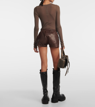 Shop Rick Owens Leather Boxers In Brown