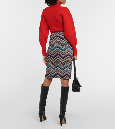Shop Missoni Zig Zag Wool-blend Pencil Skirt In Multicoloured