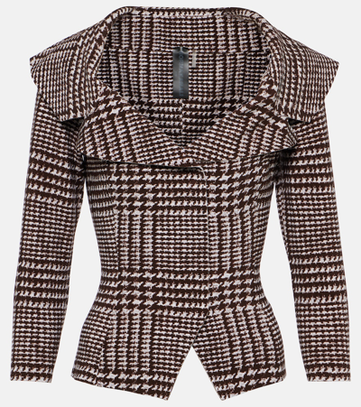 Shop Norma Kamali Checked Jacket In Brown