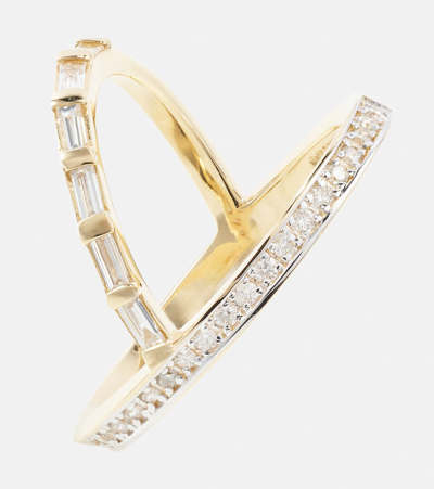 Shop Mateo 14kt Y-bar Gold Ring With Diamonds