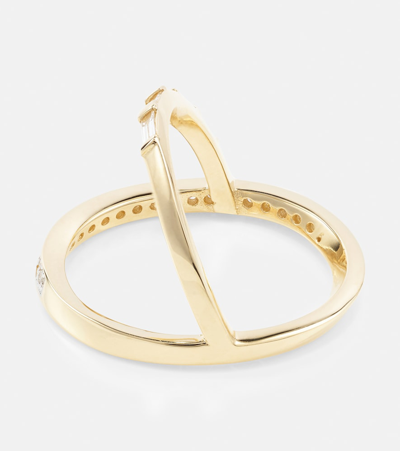 Shop Mateo 14kt Y-bar Gold Ring With Diamonds