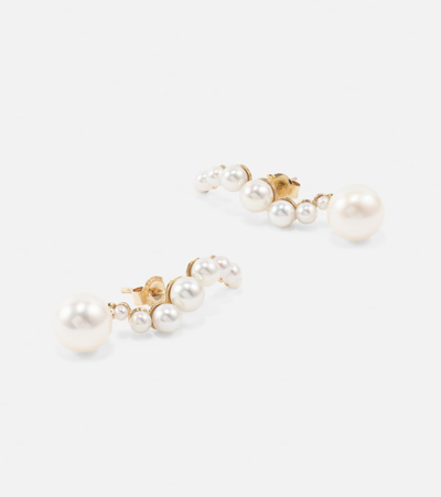 Mateo 14kt Gold Drop Earrings With Pearls In Gold