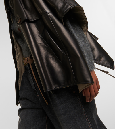Brunello Cucinelli Leather Overshirt In Black