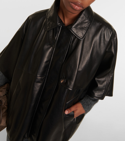 Brunello Cucinelli Leather Overshirt In Black