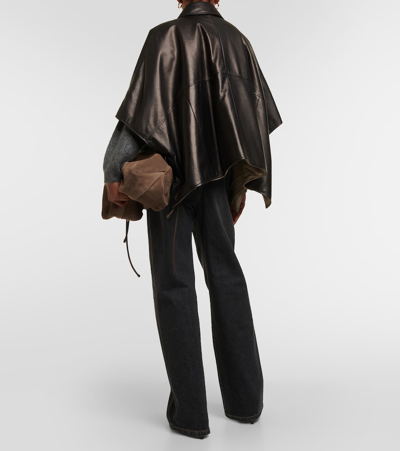 Brunello Cucinelli Leather Overshirt In Black