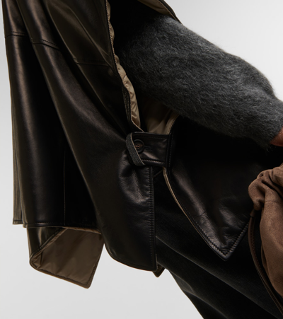 Brunello Cucinelli Leather Overshirt In Black