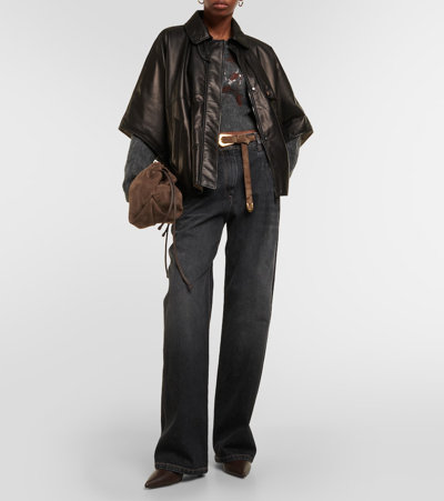 Brunello Cucinelli Leather Overshirt In Black