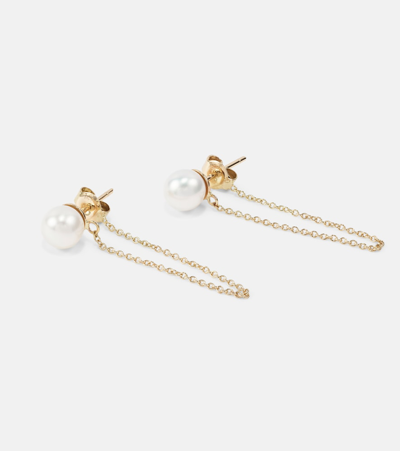 Mateo 14kt Gold Drop Earrings With Pearls In White