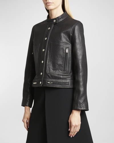 Shop Proenza Schouler Alice Pebble Leather Jacket In Black