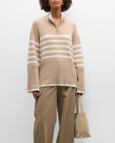 Shop Rails Tessa Striped Zip Sweater In Sand Stripe