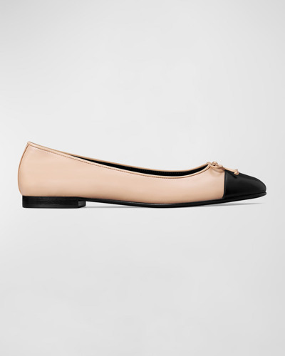 Shop Tory Burch Bicolor Cap-toe Ballerina Flats In Rose Pink / Perfe